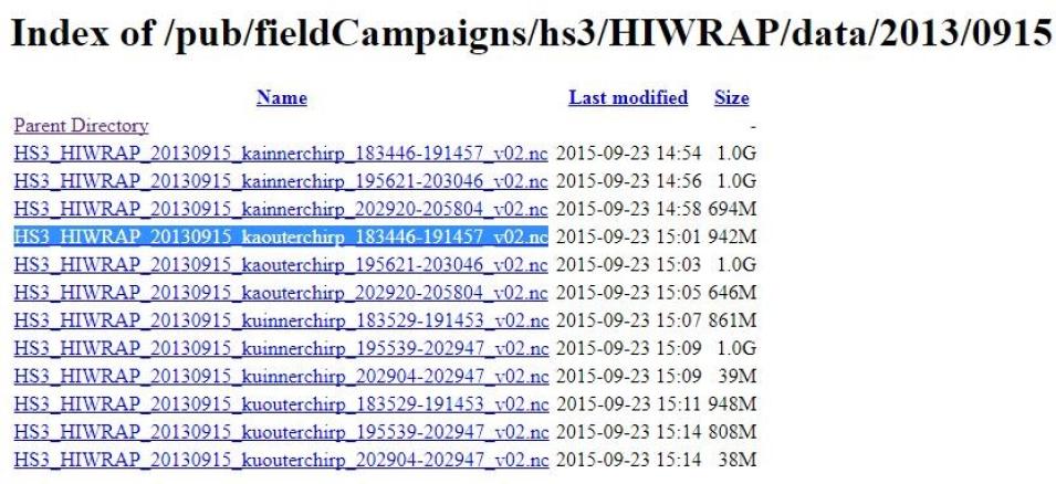 Screenshot of data file for HWRAP