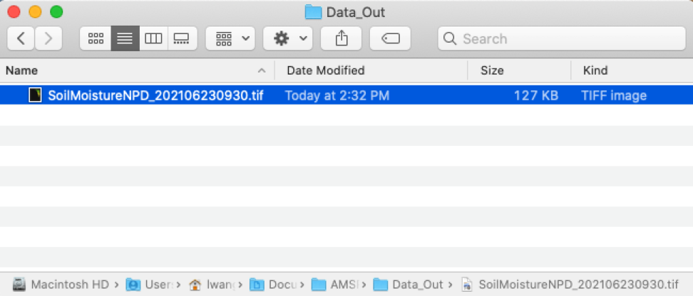 Screenshot of the output folder showing the resulting file