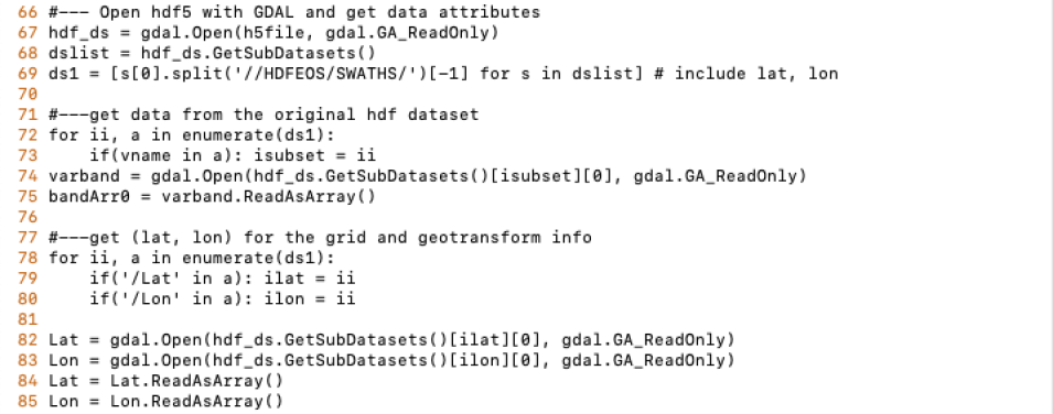 Screenshot of large section of code block