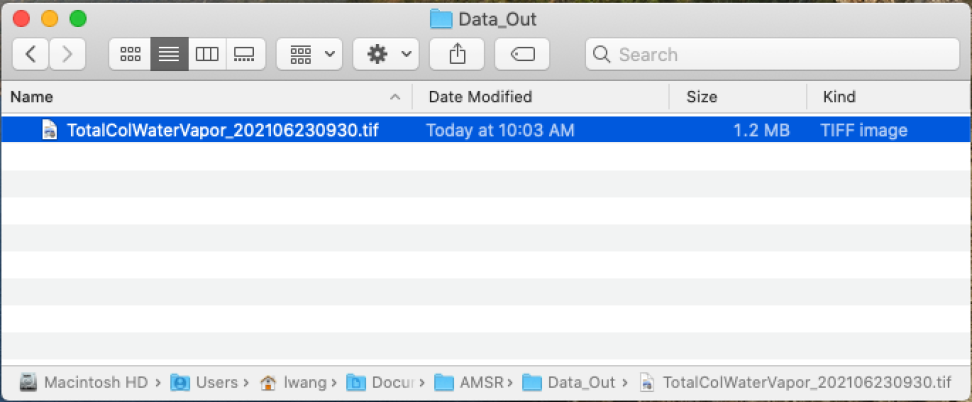 Screenshot showing file location in folder.