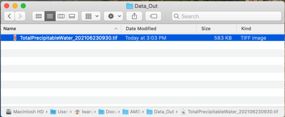 Screenshot showing file location.