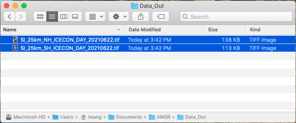 Screenshot of files in file folder.