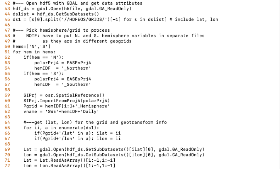 Screenshot of code block with data parameters.