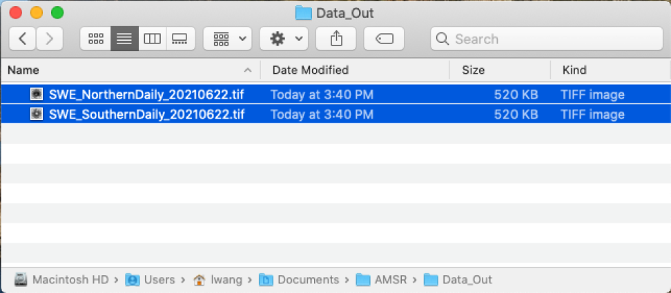 Screenshot of file folder showing file locations.