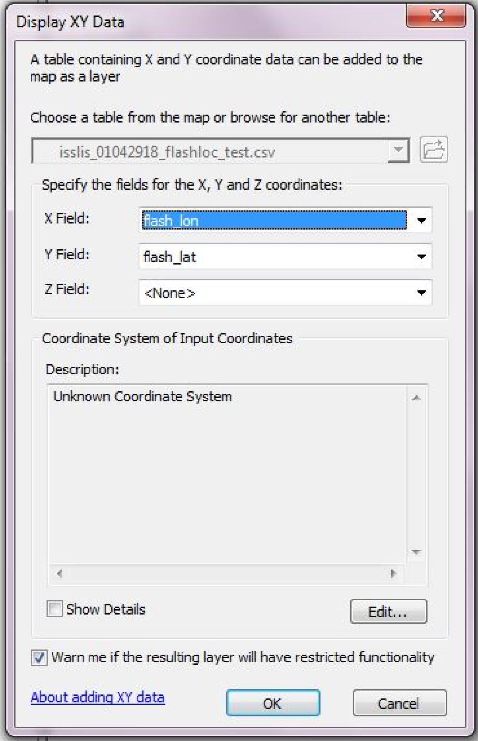 screenshot of data interface