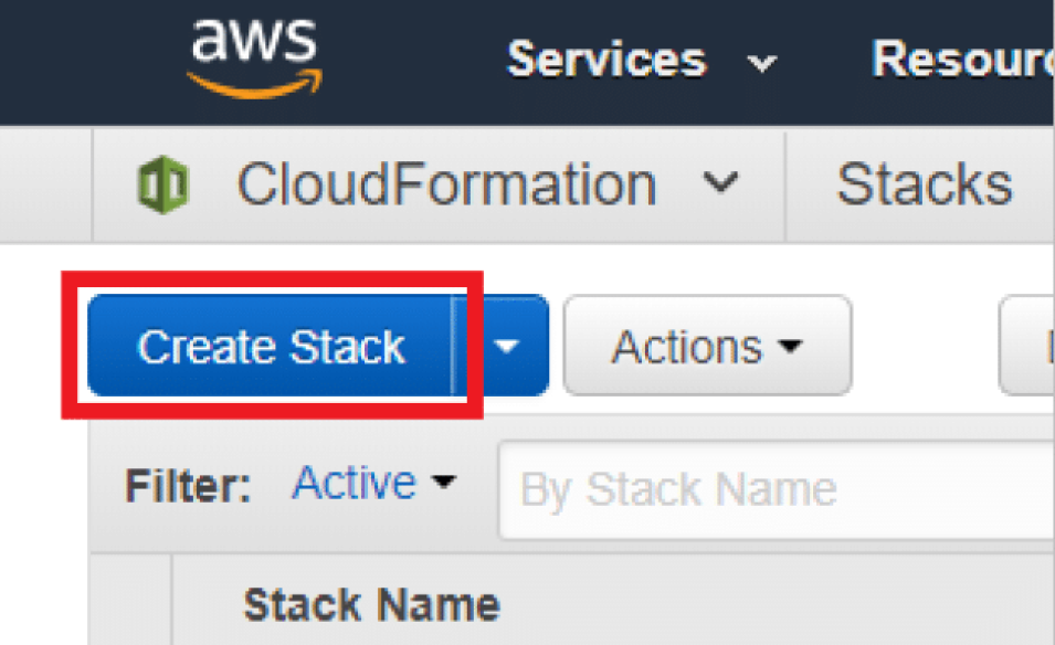 Screenshot showing how to create Stack button