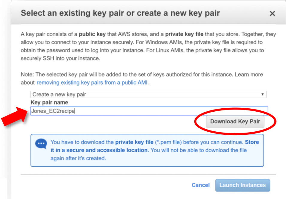 This image shows how to download Key Pair