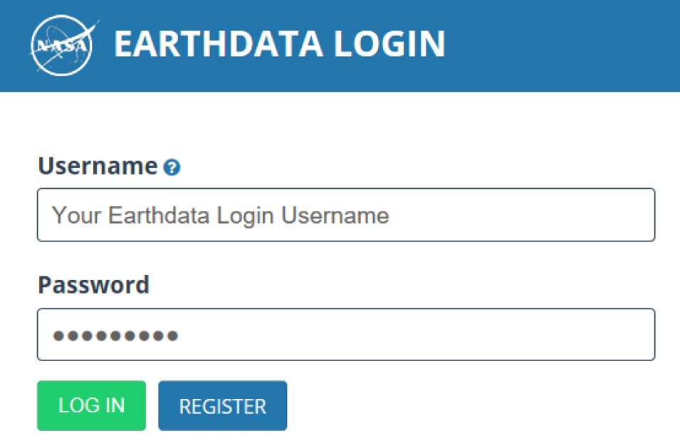 Earthdata Login screen