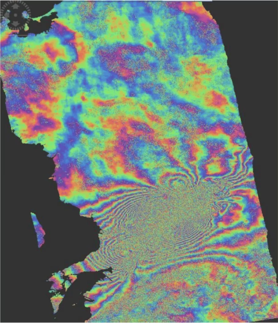 This image shows a geocoded IW1 interferogram.
