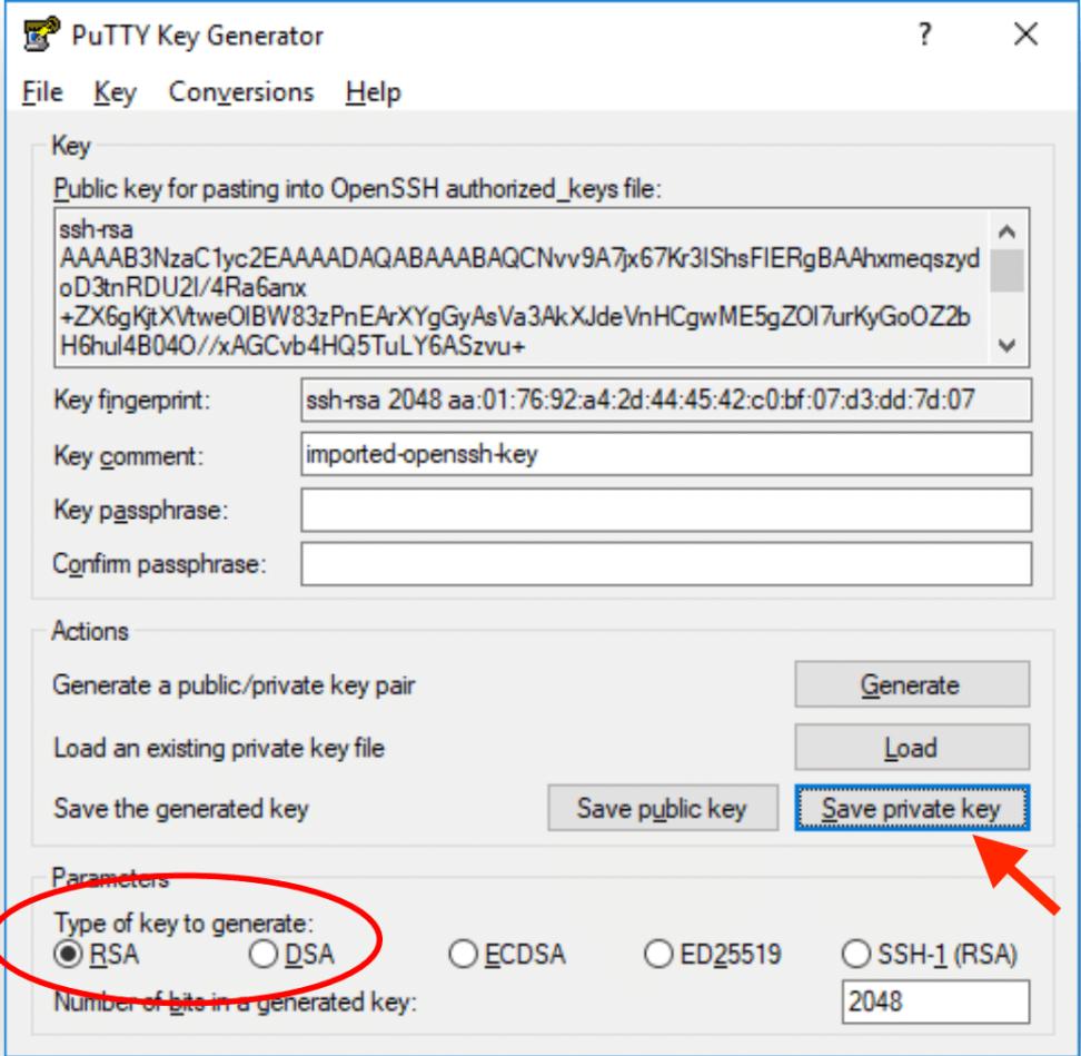 Image shows how to generate RSA key.