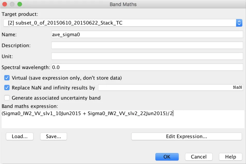 This image shows the Band Maths dialog