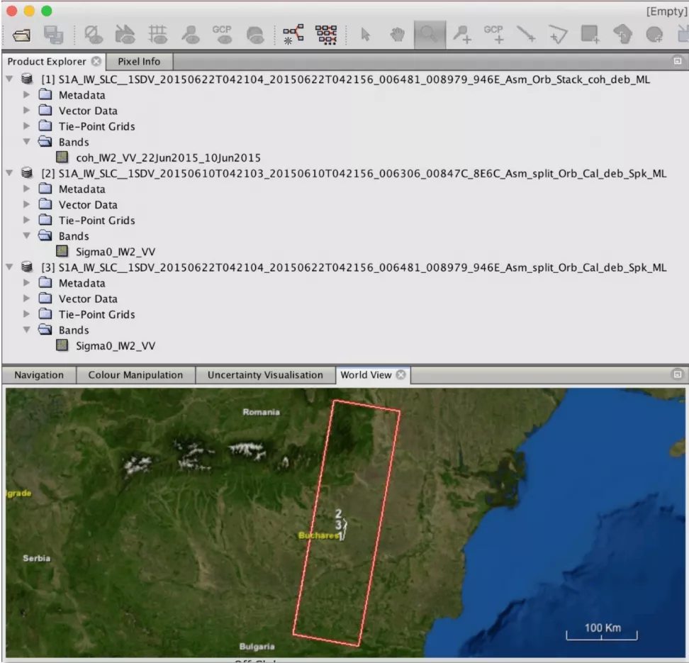 This image shows how to move _ML.dim products into the Product Explorer to view.