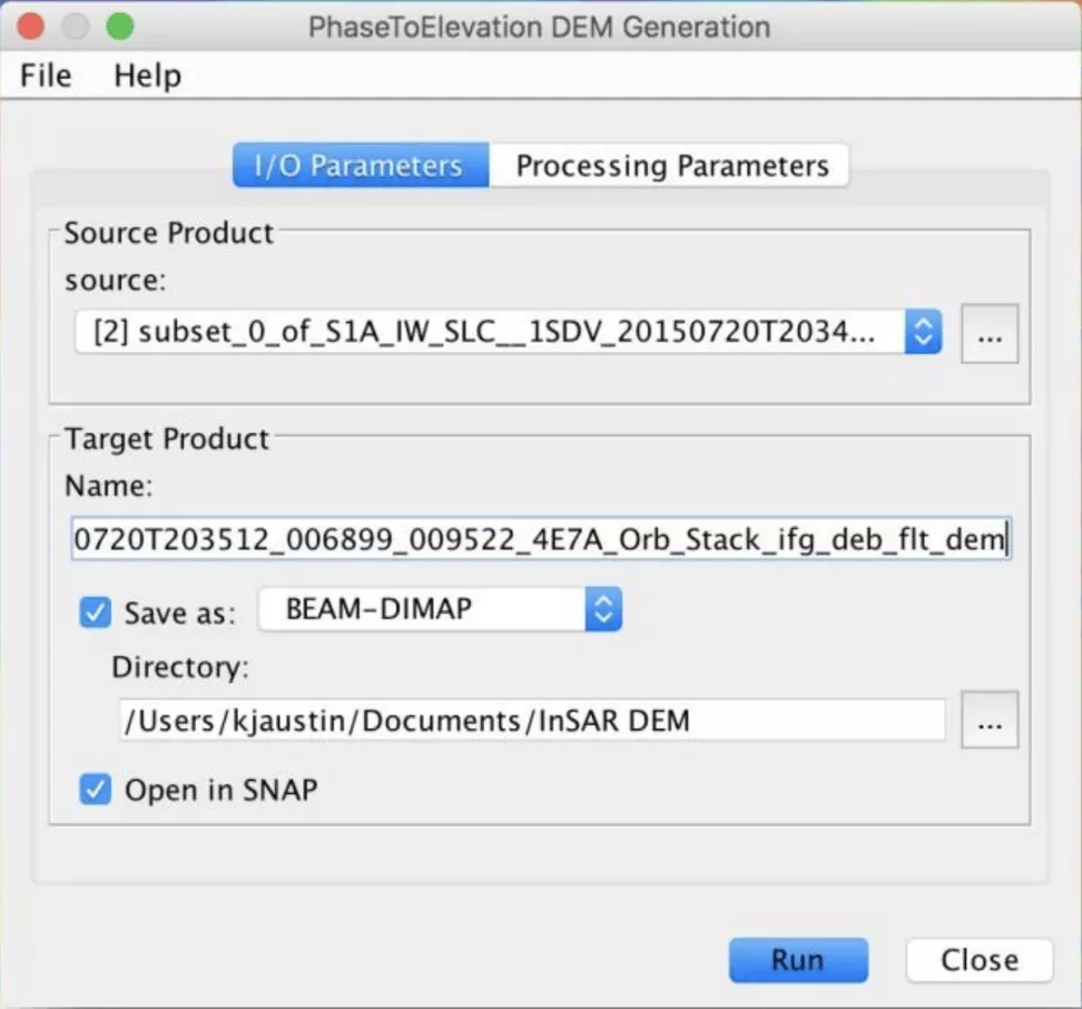 This image shows ho to create a DEM by clicking Run.