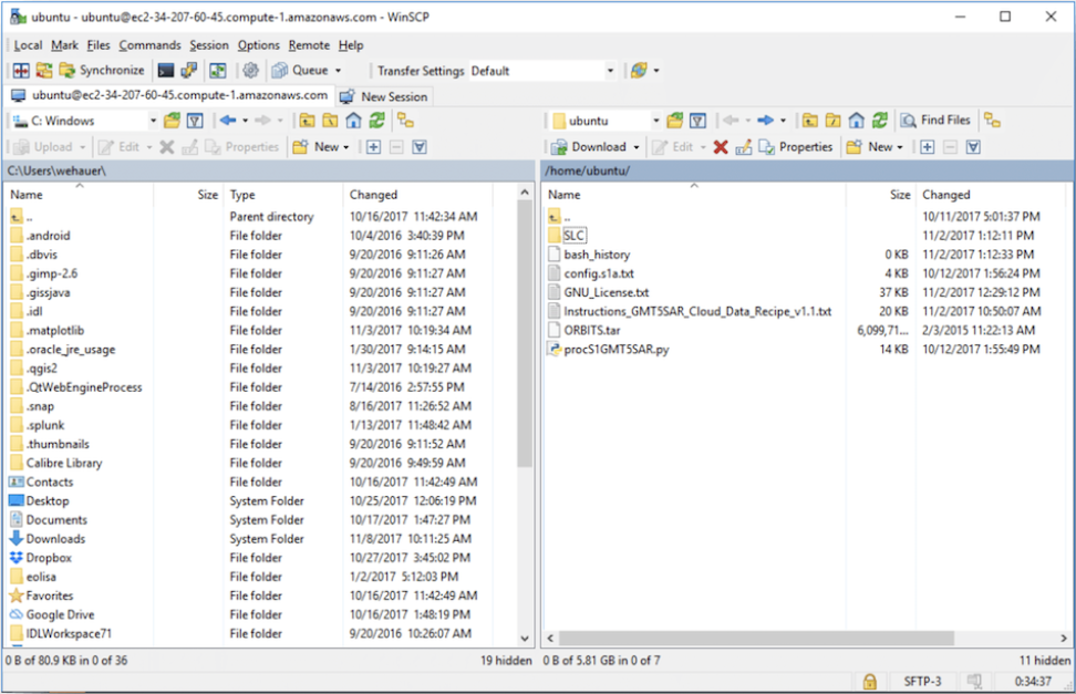 screenshot of EC2 instance contents