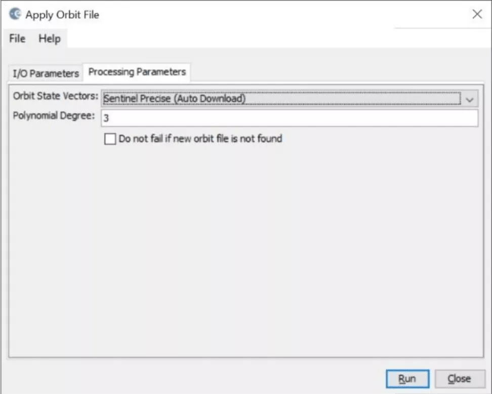 Figure 4 shows how to apply Orbit File – Processing Parameters