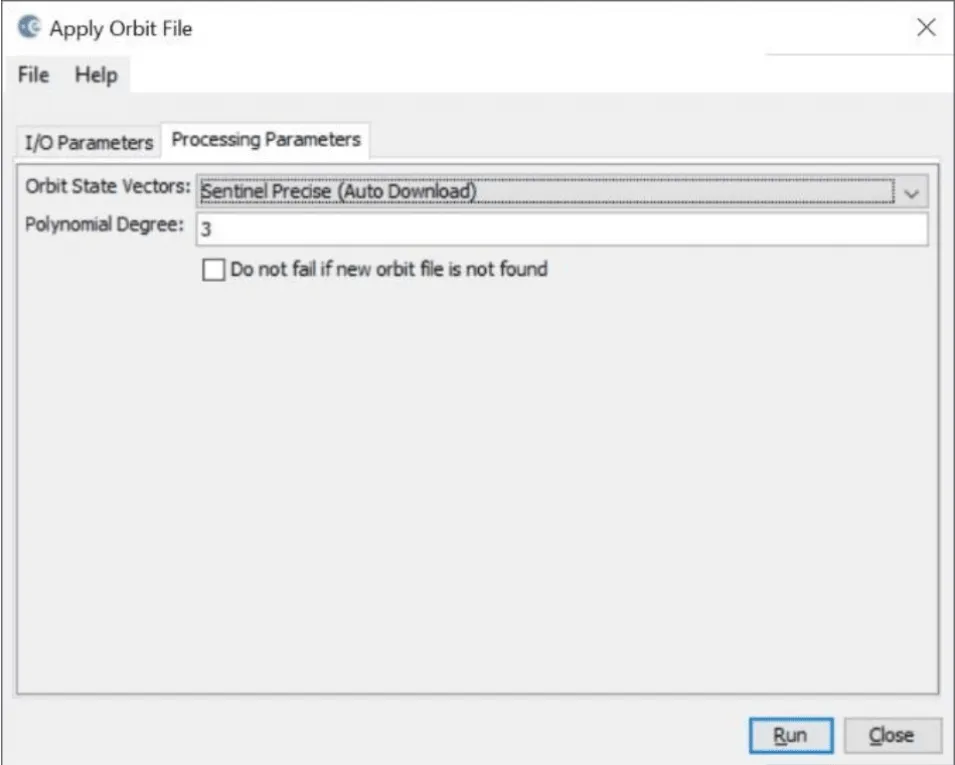 Figure 4 shows how to apply Orbit File – Processing Parameters