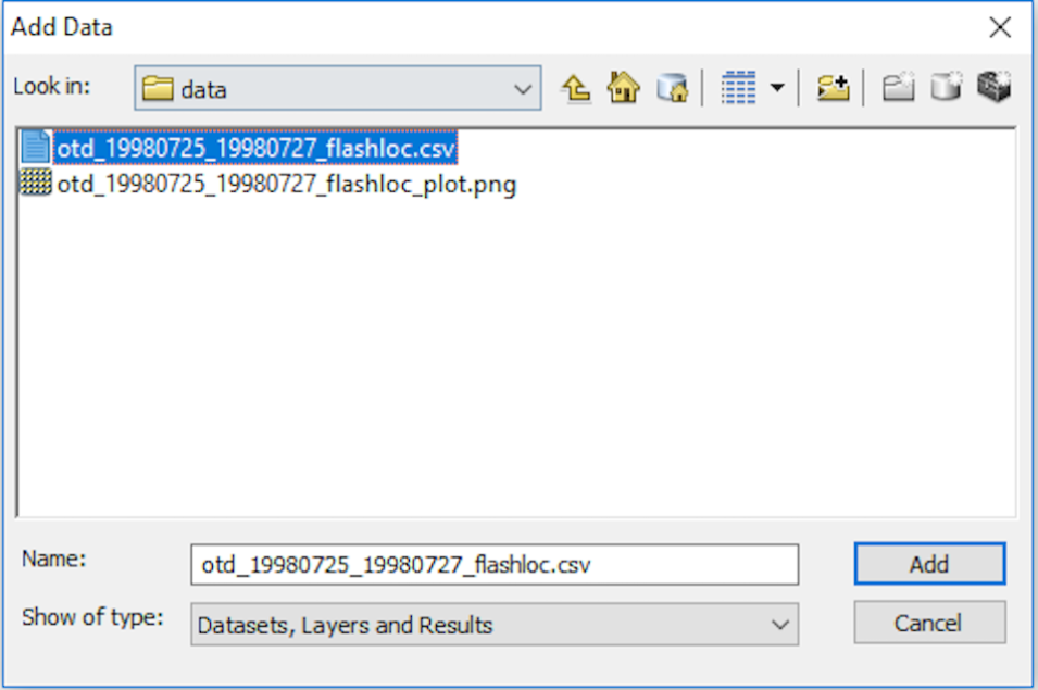 Screenshot showing files in arc map