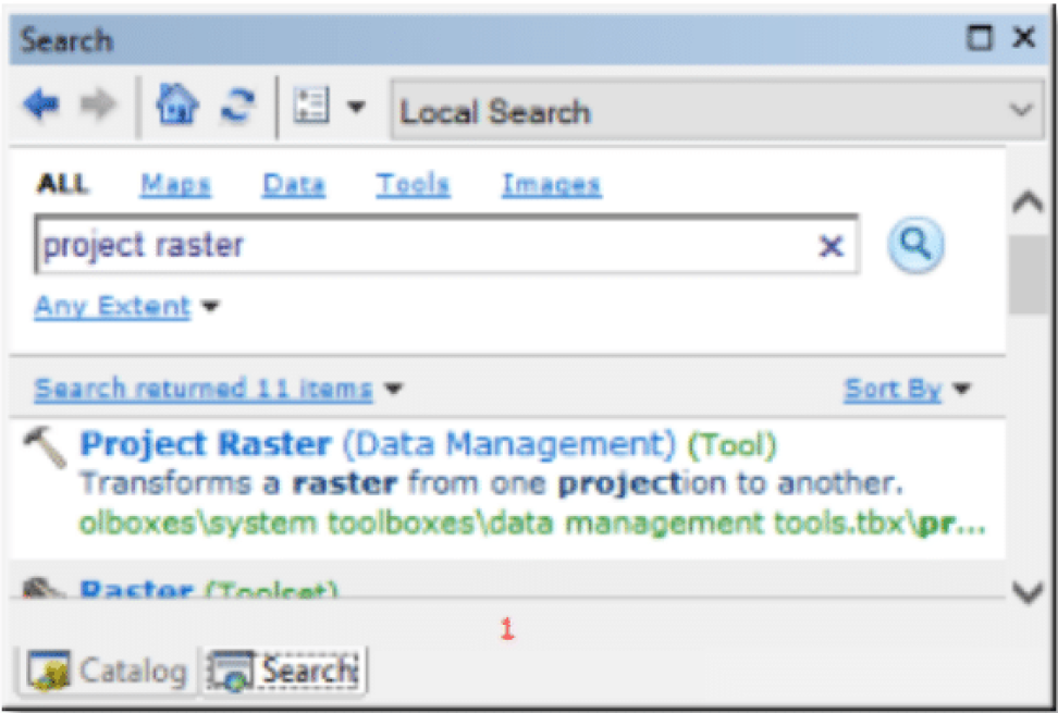 This image shows the Project Raster Tool dialog box