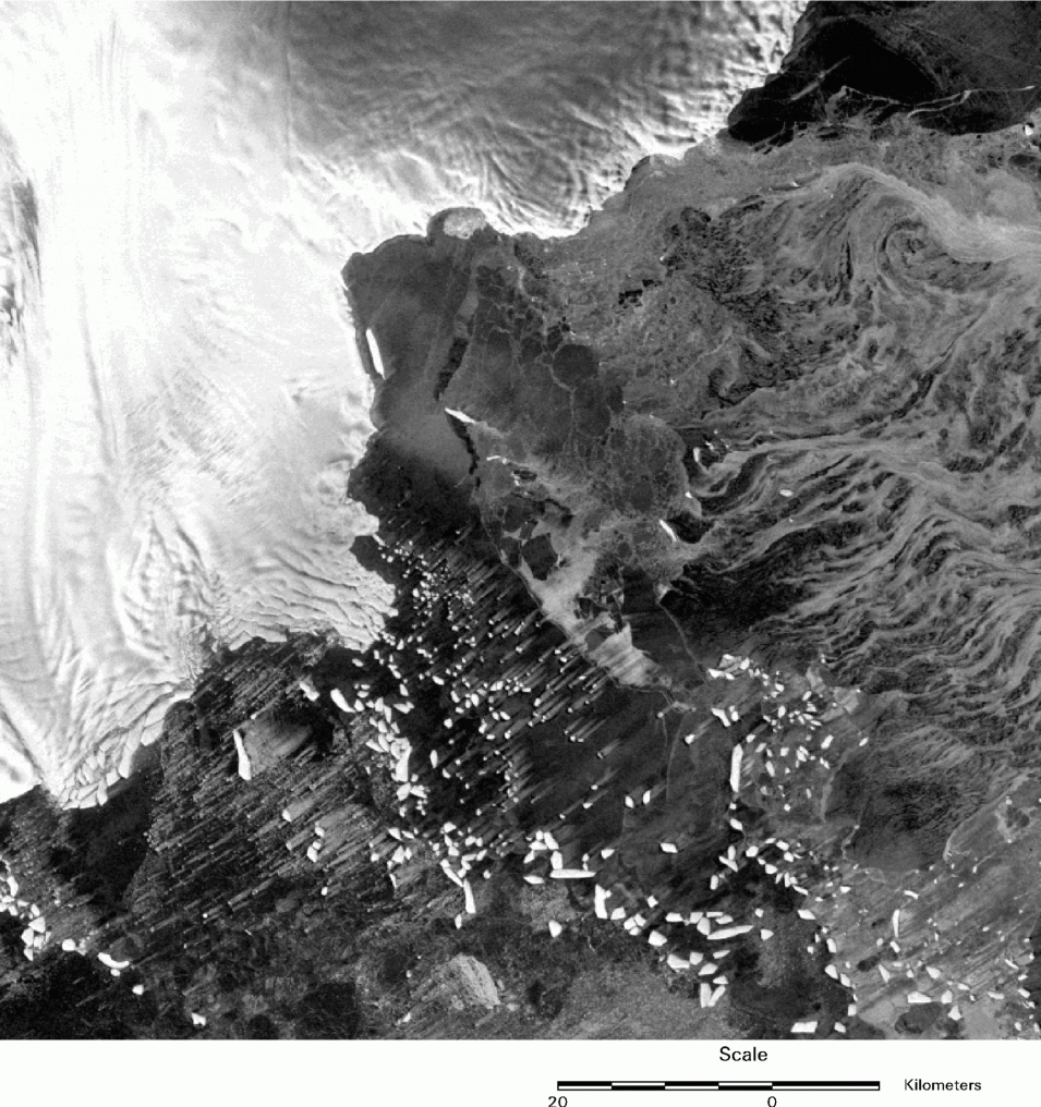 Dibble Glacier, Icebergs and Sea Ice