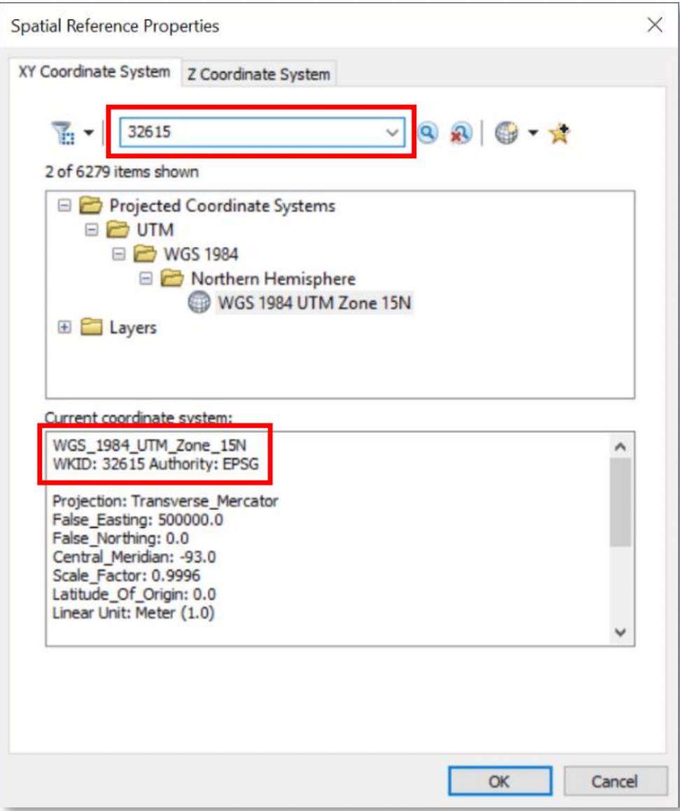 This image shows how to use the EPSG number to find projection