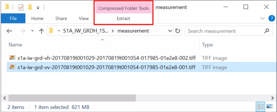 This image shows the compressed Folder Tools menu within the measurement folder in the downloaded .zip file.