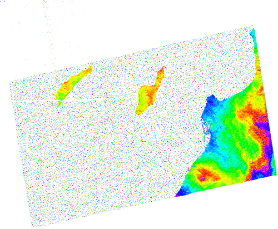 A sample color phase product for the F1 swath, Copernicus Sentinel data 2015. Contains modified Copernicus Sentinel data 2016, processed by ESA. 