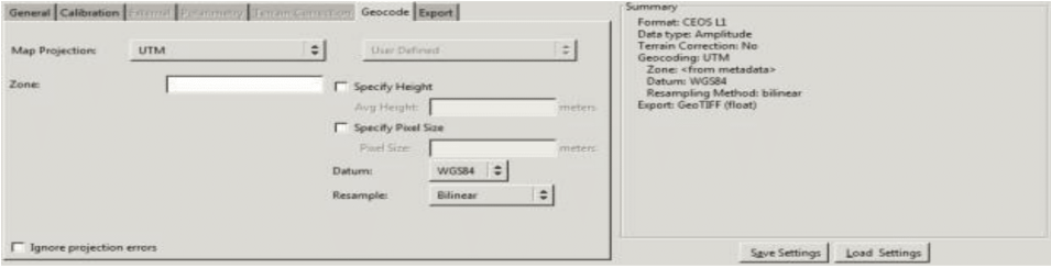 This image shows the Map Projection tab setup with UTM as the projection