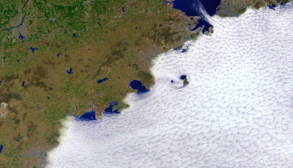 Marine stratocumulus clouds off the coast of China as seen on April 8, 2014.