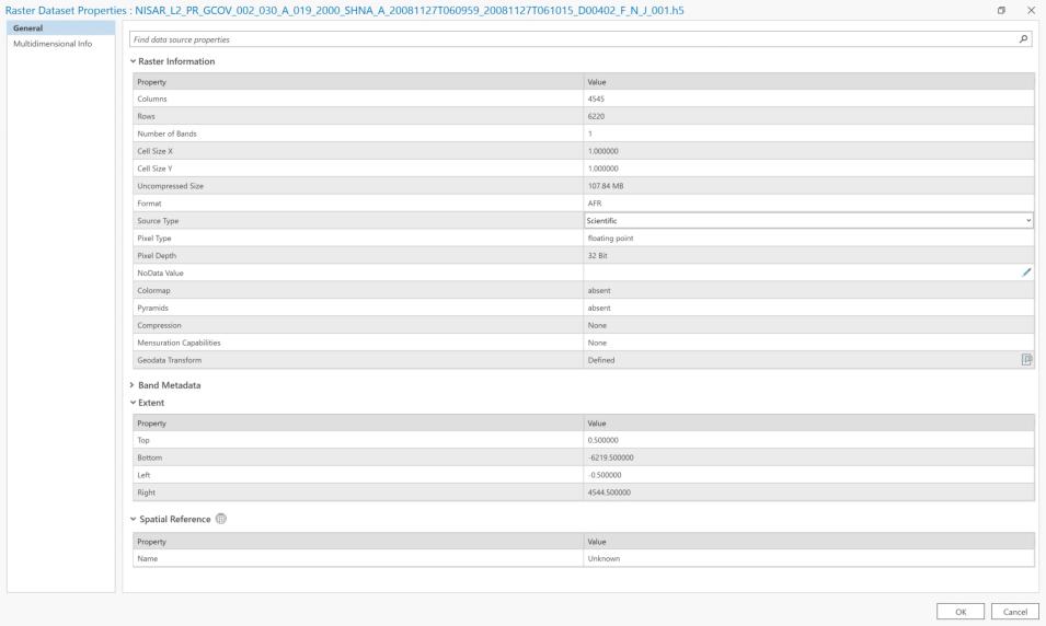 Screenshot of ArcGIS catalog properties