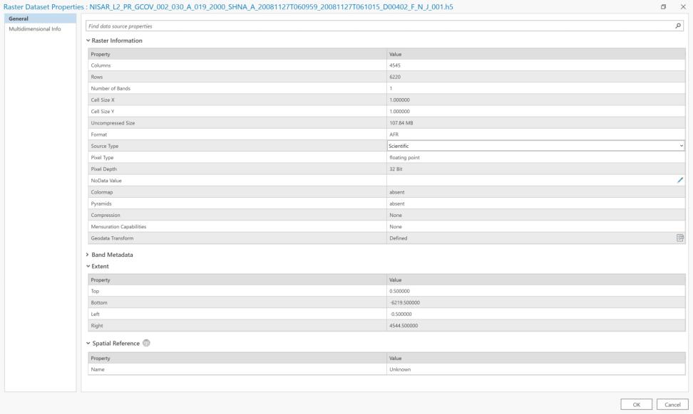 Screenshot of ArcGIS catalog properties