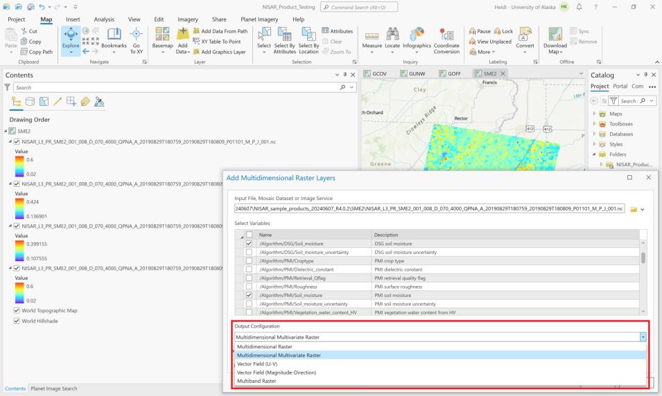 Screenshot of ArcGIS multidimensional multivariate configuration option