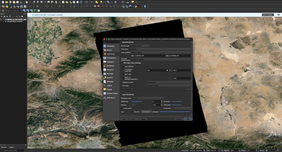 Screenshot of QGIS cumulative cut count screen