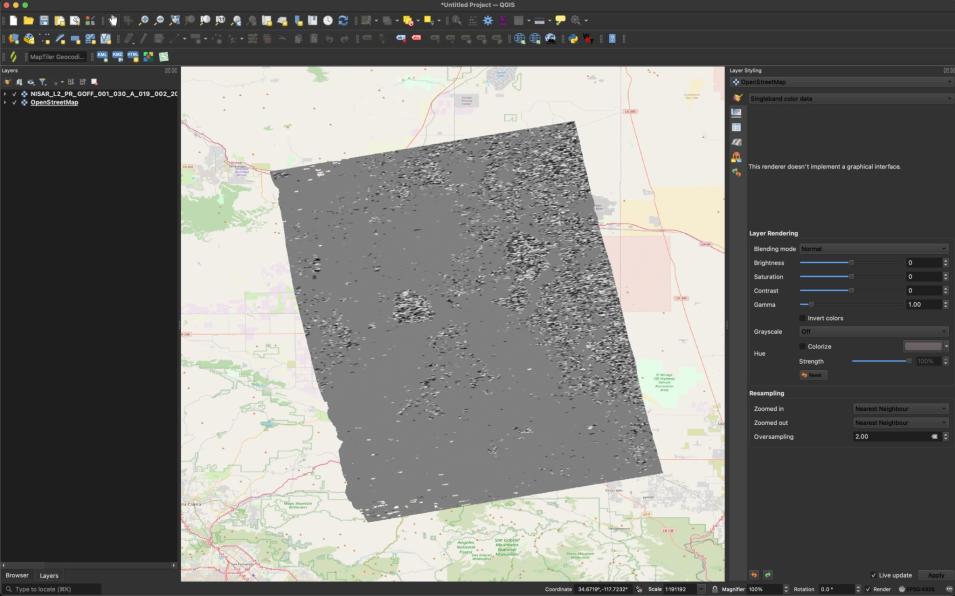 Screenshot of the GOFF visualization in QGIS