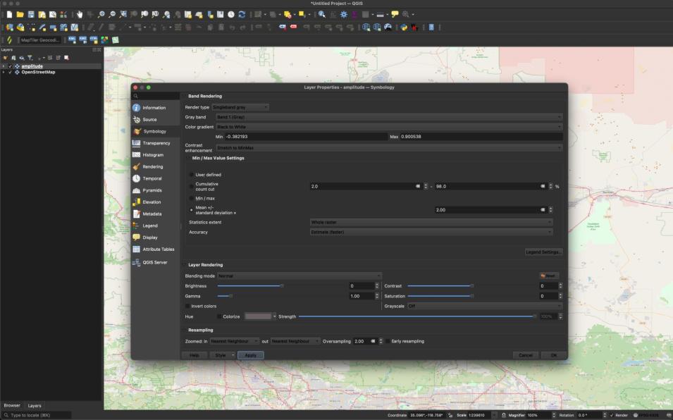 Screenshot of QGIS symbology selection