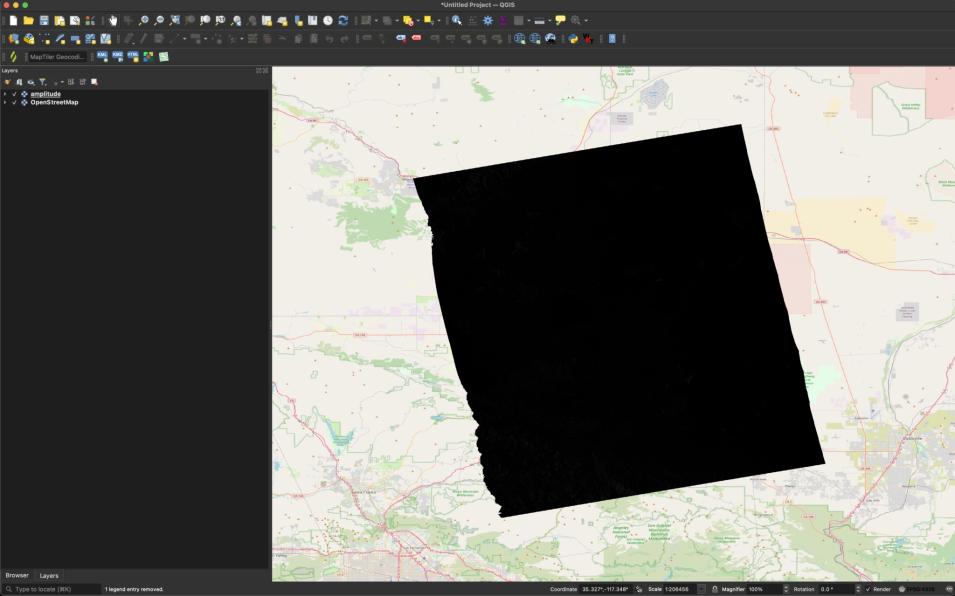 Screenshot of QGIS GSLC visualization with no adjustment