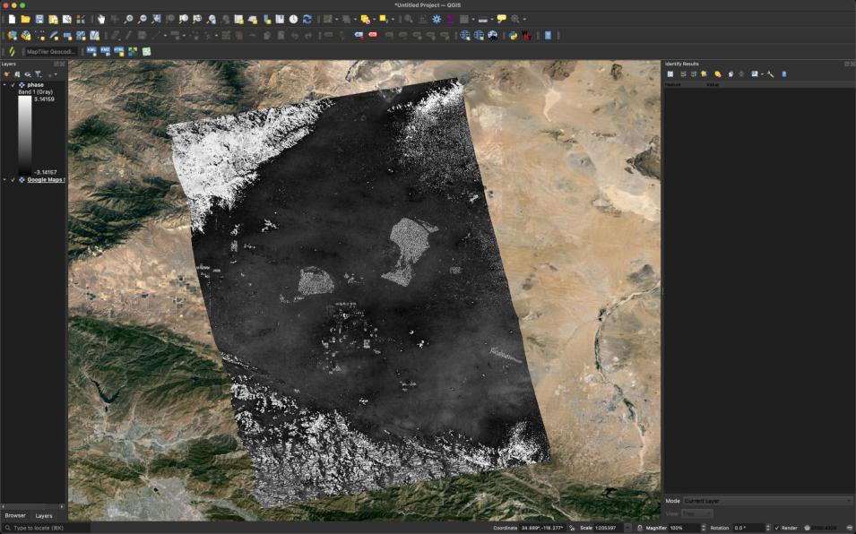 Screenshot of QGIS image with symbology modified