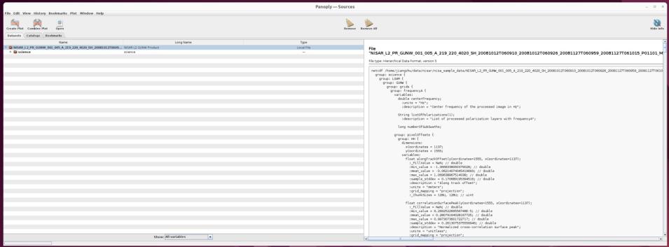 Screenshot of Panoply directory with the file in the Open window