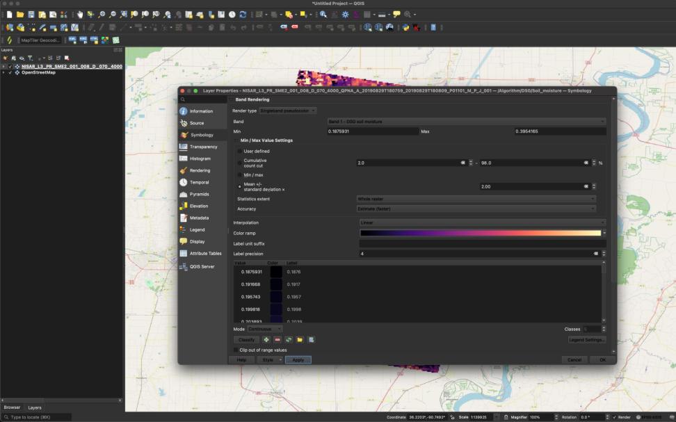 Screenshot of QGIS color selection menu