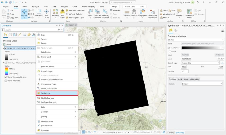 Screenshot of ArcGIS symbology selection