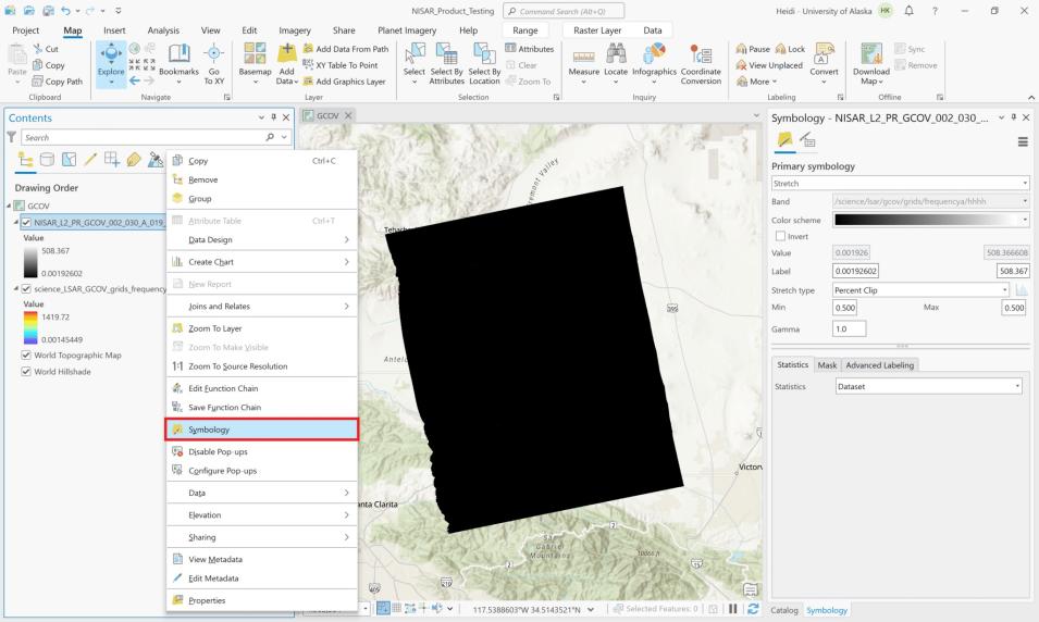 Screenshot of ArcGIS symbology