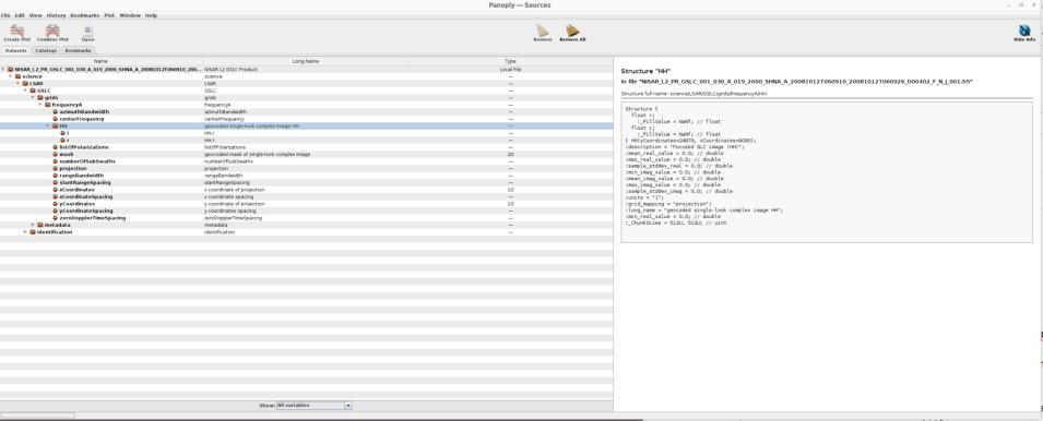 Screenshot of the loaded files in Panoply