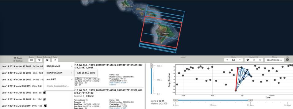 Screenshot of Level 2 Products From HyP3 on Vertex