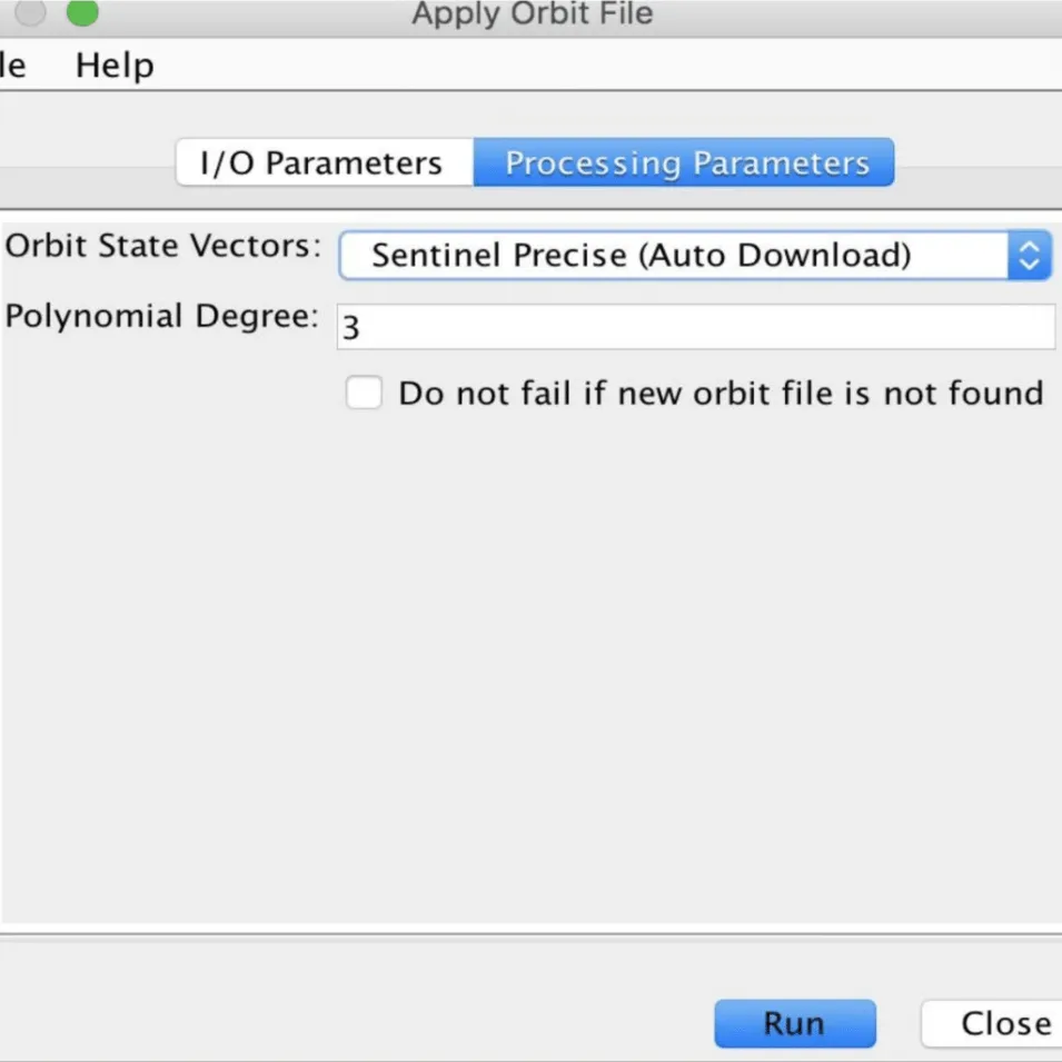 This images shows the Processing Parameters tab