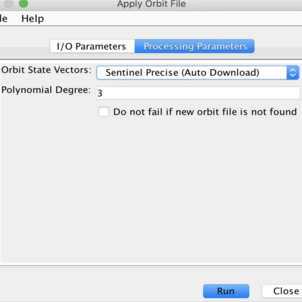 This images shows the Processing Parameters tab