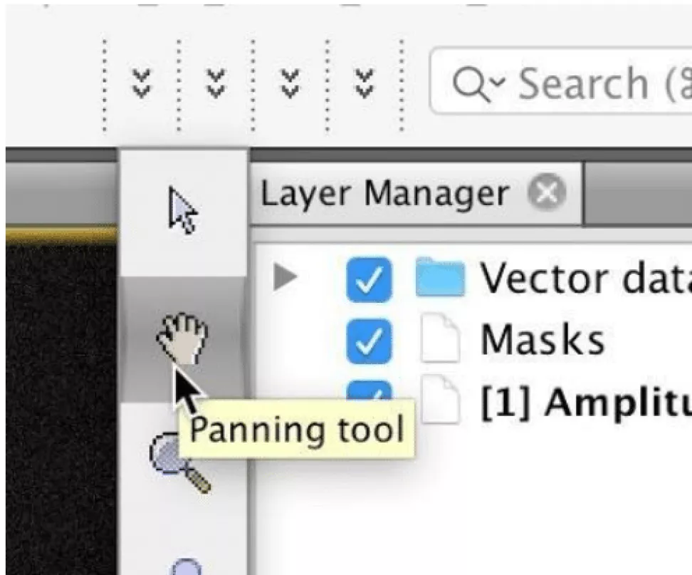 This image shows how to use the panning tool to center your view of your data.