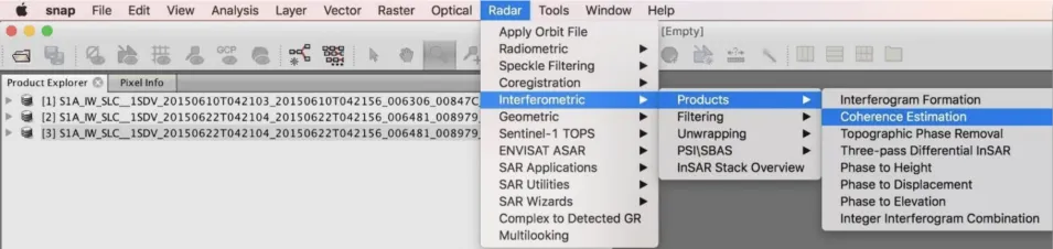 This image shows how to navigate to Coherence Estimation