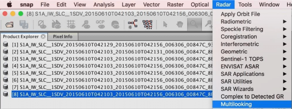 This image shows how to navigate to Multilooking