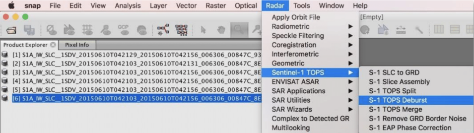 This image shows how to navigate to S-1 TOPS Deburst