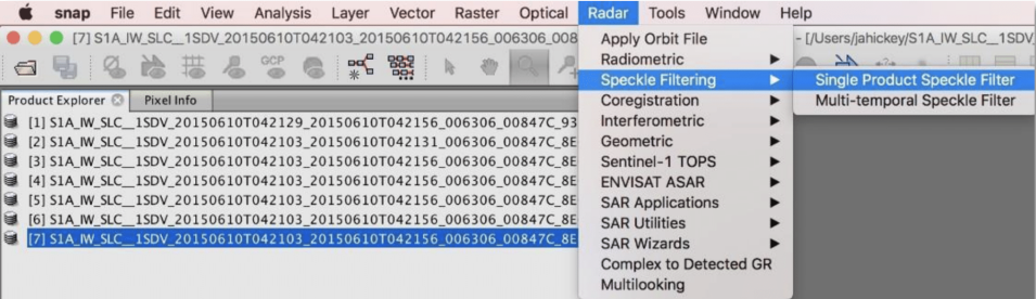 This image shows how to navigate to Single Product Speckle Filter