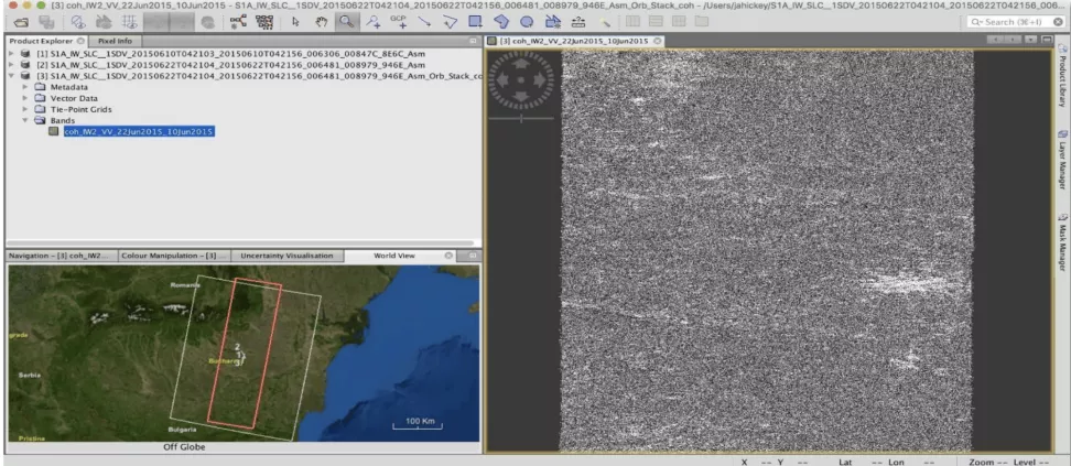 This image shows how to view the Coherence Estimation image